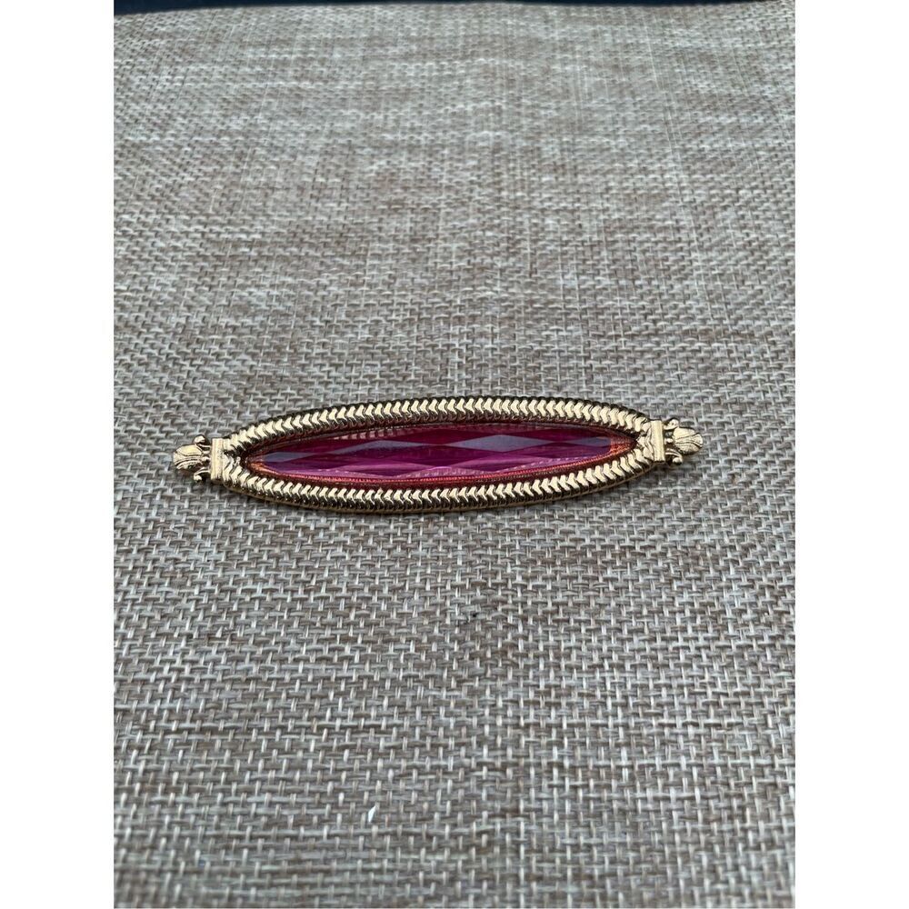 Vintage 1928 Pink Lucite 3" Bar Pin/Brooch Grannycore